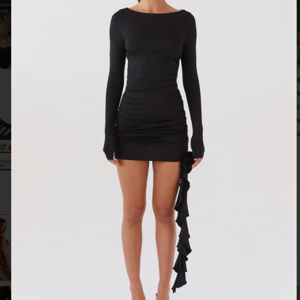 Peppermayo Exclusive Karlie Long Sleeve Mini Dress in Black